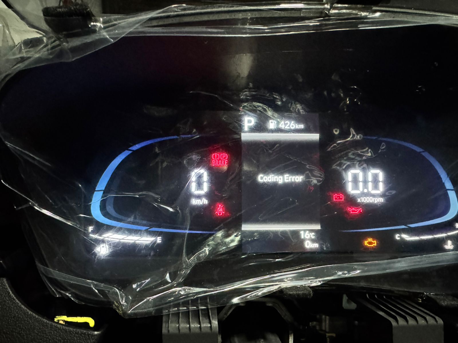 Painel Digital com mensagem de Coding Error