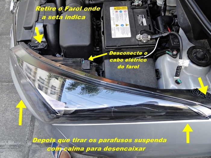 Para o lado do passageiro retire também o farol