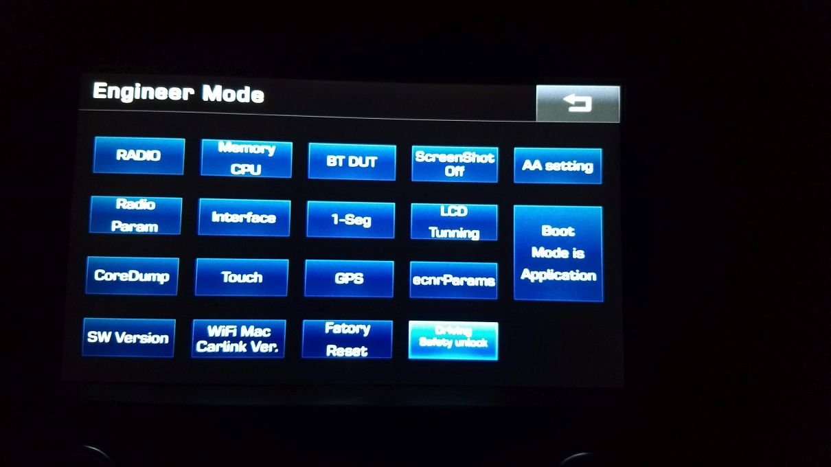 Menu do engenheiro Hyundai
